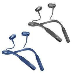 Bluetooth 5.4 Neckband Earphones, 20H Playtime, Smart Noise Reduction, Magnetic Absorption in Blue & Black Set of 2