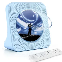 Bluetooth CD Player for Home, Hi-Fi Stereo Sound, FM, USB, AUX, Blue
