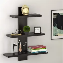 BLUEWUD Phelix Engineered Wood Wall Decor Floating Shelf Display Rack Decorative Hall Décor for Living Room Home Furnitu