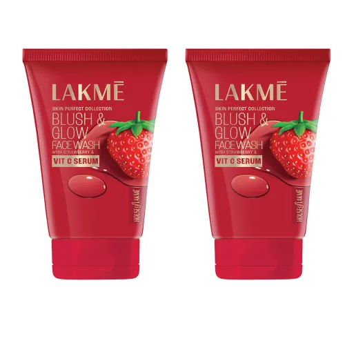 Image of Set of 2 Blush & Glow Hydrating Strawberry Facewash with Vitamin C Serum - 150g Each