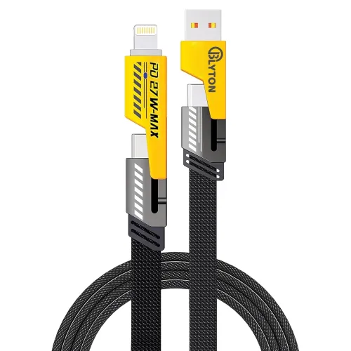 Image of Blyton 4-in-1 65W Type-C to C Fast Charging & Data Cable | Type-C, Type-A and Ports | Compatible with iPhone, Android, L