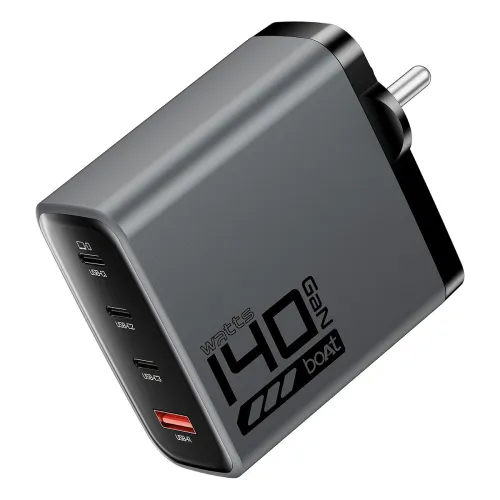 Image of boAt 140W GaN Charger with 140W Fast Charging 4 Charging Ports (3X Type-C & 1x USB-A), GaN Chip Technology