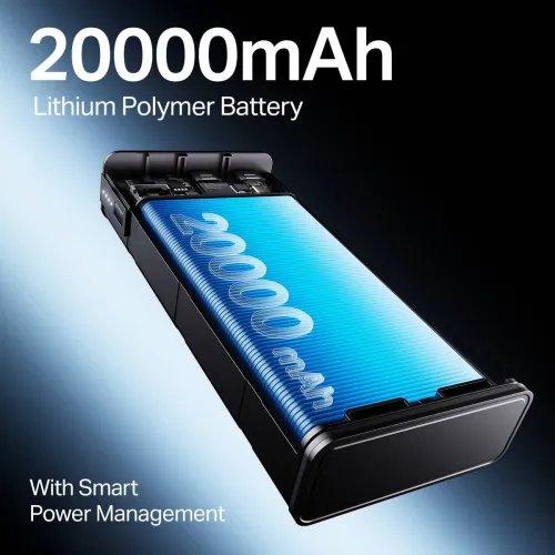 Image of boAt 20000 mAh 22.5 W Power Bank (Carbon Black, Lithium Polymer, Fast Charging, Quick Charge 3.0, Power Delivery 3.0 for