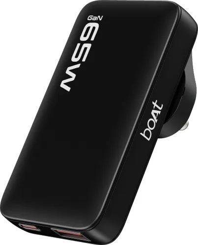Image of boAt 65 W GaN 3 A Wall Charger for Mobile with Detachable Cable (Carbon Black)