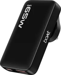boAt 65 W GaN 3 A Wall Charger for Mobile with Detachable Cable (Carbon Black)