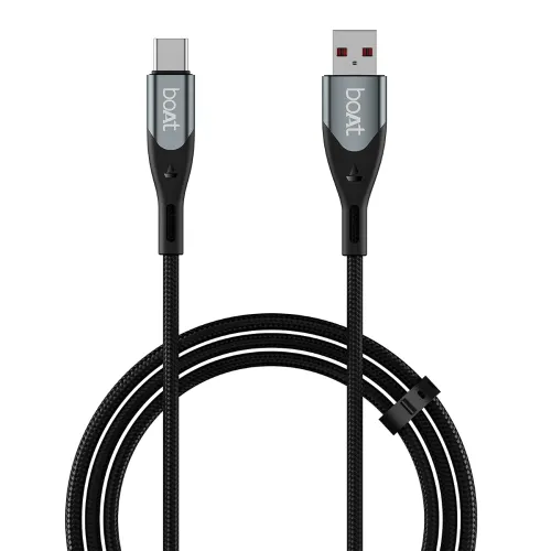 Image of boAt Type A to C 65W Fast Charging Cable with 480 Mbps Data Transfer, Tangle-Free Cable in Premium Nylon Braided Design 
