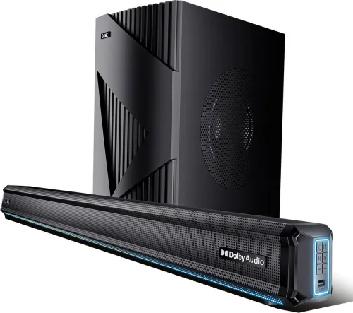 Image of boAt Aavante Bar A3070 Dolby w / Cinematic Audio, Dynamic LEDs & EQ Modes 300 W Bluetooth Soundbar (Premium Black, 2.1 C