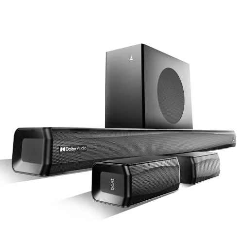 Image of Boat Aavante Prime 5.1 7050D, Dolby Audio, 700W, 5.1CH w/Wireless Subwoofer & Wireless Satellites, Scan QR for Installat