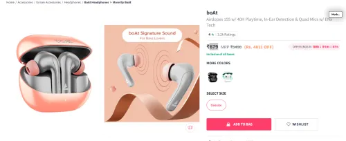 Image of boAt Airdopes 155 wireless earbuds