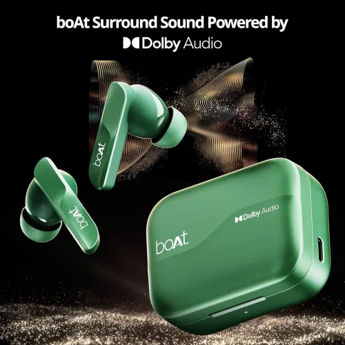 Image of boAt Airdopes 800, Dolby Audio, Adaptive EQ by Mimi, 4Mics AI ENx, App Support, Fast Charge, Low Latency, IPX5, v5.3 Blu