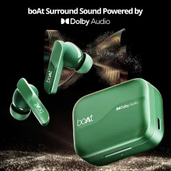 boAt Airdopes 800, Dolby Audio, Adaptive EQ by Mimi, 4Mics AI ENx, App Support, Fast Charge, Low Latency, IPX5, v5.3 Blu