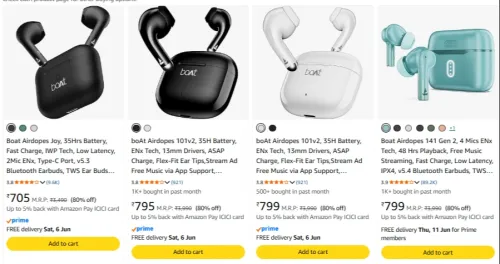 Image of Boat Earbuds at 80% discount 