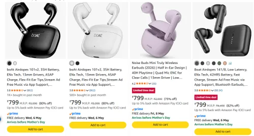 Image of BoAt Earbuds Minimum 80% Discount