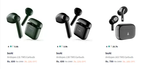 Image of Boat Earbuds Starting @ ₹699