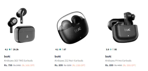 Image of Boat Earbuds Starting @ ₹799