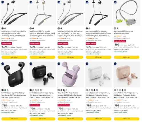 Image of boAt Electronics at minimum 72% Discount