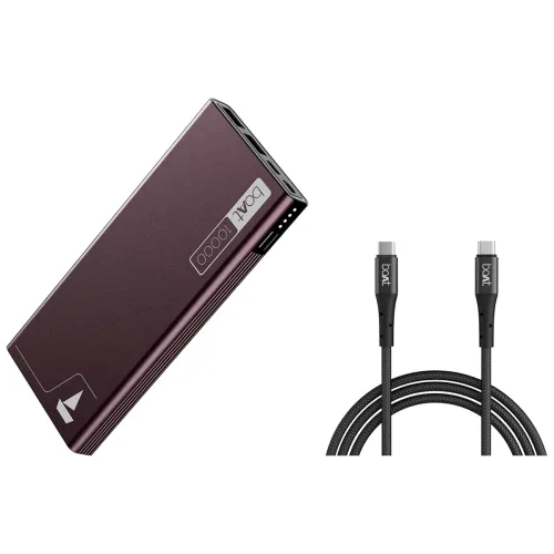 Image of boAt Energyshroom PB300 10000mAh Powerbank | 22.5W Fast Charging, LED Indicators, Aluminum Case Burgundy | & boAt Type-C