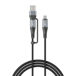 boAt FlexiCharge 200 60W 2-in-1 Type-C/USB-A Charging Cable - Carbon Black (1.2m)