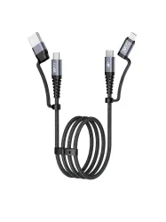 boAt FlexiCharge 400 4-in-1 Cable with USB-A Type-C & Lightning Port 60with3A PD