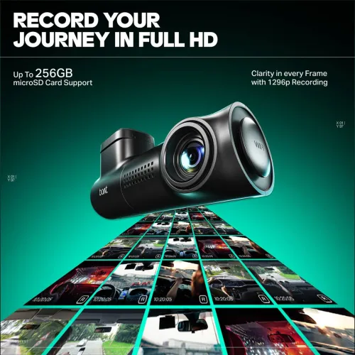 Image of boAt Hive Dashcam E1,1296P Full HD, G-Sensor Recording, Low Light Vision, App Support In-car Camera System (1 Camera, 12