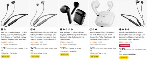 Image of boAt Neckband & Earbuds starting @ ₹699