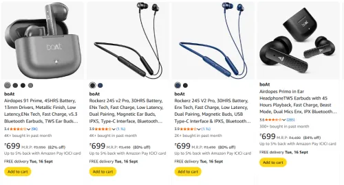 Image of boAt Neckband & Earbuds Starts @ ₹699