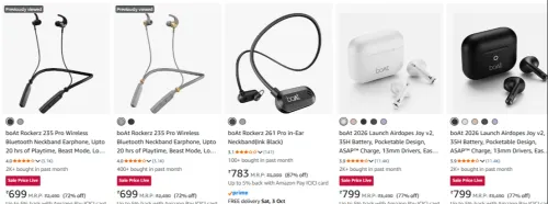 Image of Boat Neckband & Earbuds up to 87% Discount