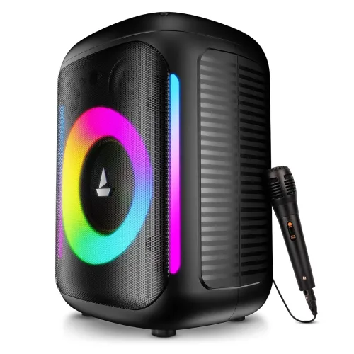 Image of boAt PartyPal 30, 25W Signature Sound, RGB LEDs, Wired Mic for Karaoke, Up to 6H Battery, TWS Mode, Multi Connect, Bluet