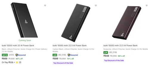 Image of Boat Power Banks Upto 70% Discount | Starting @ 669