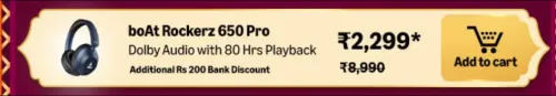 Image of boAt Rockerz 650 Pro Headphones @ ₹2299 on Big Billion Day Sale