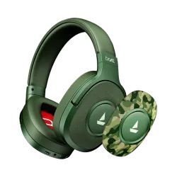 boAt Rockerz Plus 550, Customizable Earcups,100H Battery,Stream Ad Free Music via App Bluetooth Headset (Green Militia, On the Ear)