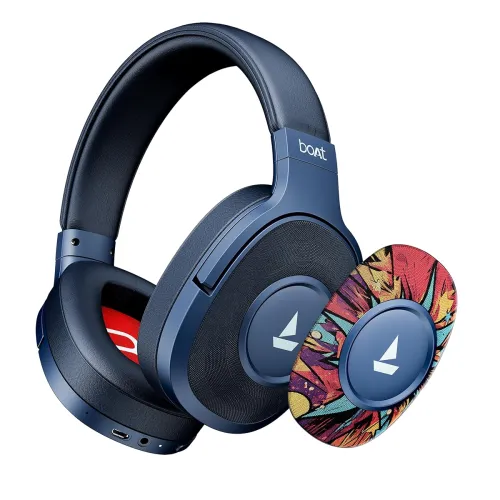 Image of boAt Rockerz Plus 550 Wireless Headphones (Blue) | 100H Playtime