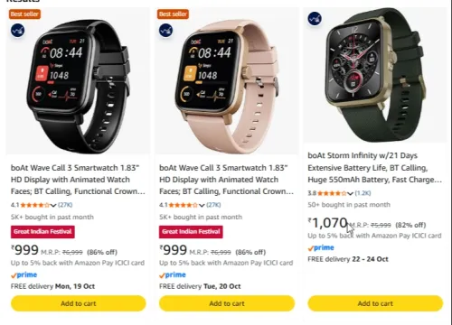 Image of boAt Smart Watches at minimum 73% Discount