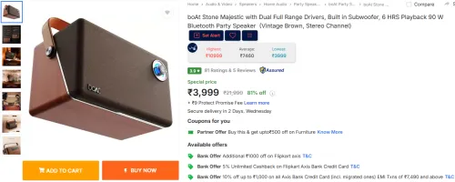 Image of boAt Stone Majestic 90W Bluetooth Party Speaker