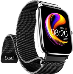boAt Storm Pro with 4.52 cm(1.78) Modes, Cricket Scores Smartwatch (Metal Black Strap, Free Size)