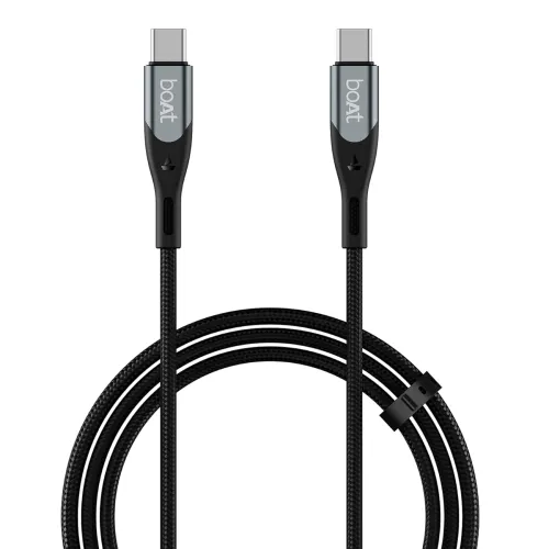 Image of boAt Type C to C 65W Fast Charging Cable with 480 Mbps Data Transfer, Tangle-Free Cable in Premium Nylon Braided Design 