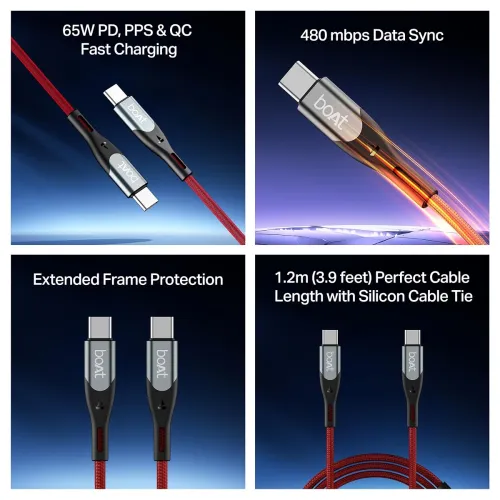 Image of boAt Type C to C 65W Fast Charging Cable