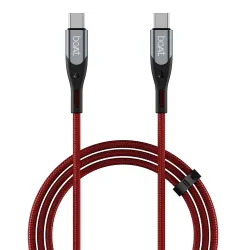 boAt Type C to C 65W Fast Charging Cable with 480 Mbps Data Transfer, Tangle-Free Cable in Premium Nylon Braided Design 