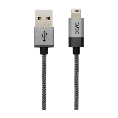 Image of boAt Lightning Cable 2.4 A 2 m USB-C Cable Connector (Compatible with Apple iPod, iPad and iPhone, Grey, One Cable, USB 