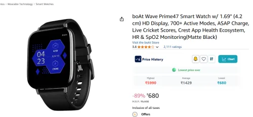 Image of boAt Wave Prime47 Smart Watch
