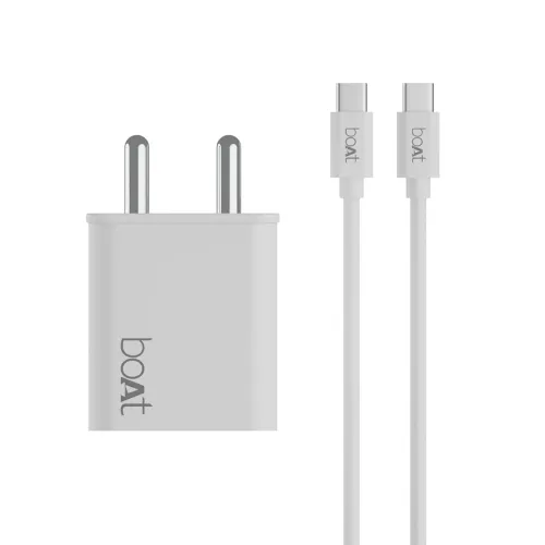 Image of Boat WCDV 22.5W Dual Port Fast Charger, Overheat/Overcharge Protection, Auto Detection for Samsung, Xiaomi & Android Use