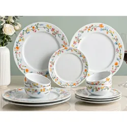 Bodhi House Premium Porcelain Dinner Set, 12 Pieces, Floral Vine