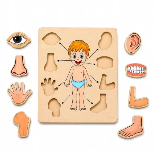 Image of Body Part Puzzle Kids Wooden Toys 