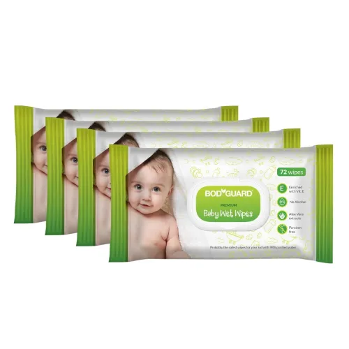 Image of Bodyguard Aloe Vera Based Natural Wet Wipes For Babies With Goodness Of Vitamin E | Moisturizing Baby Wet Wipes For Baby