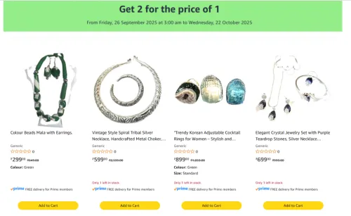 Image of Buy 1 Get 1 Free on Jewellery