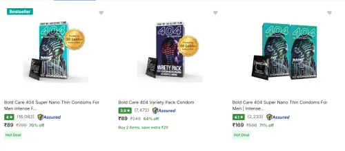 Image of Bold Care 404 Super Nano Thin Condoms Starting at ₹89