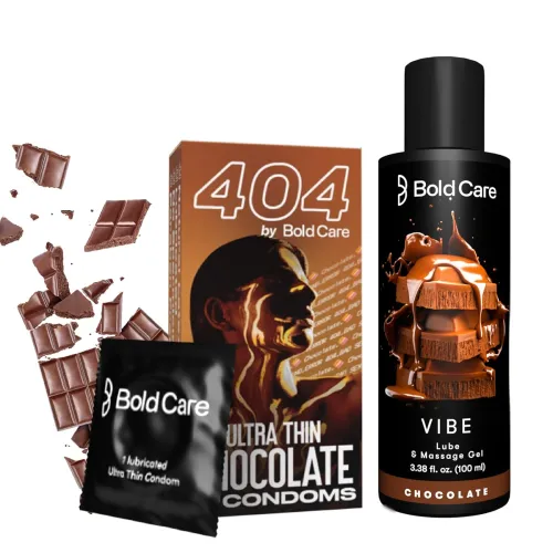 Image of Bold Care Chocolate Flavored Condoms (10 Units) & Lubricant Combo (100 ml)