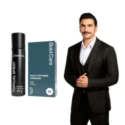 Bold Care EXTEND Non-Transferable Spray for Men (Pack of 1) - 50 ml + Bold Care Multi Textured Condoms Pack - 10 Count (