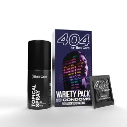 Bold Care EXTEND™ Non-Transferable Spray for Men - (Pack of 1) + Bold Care 404 Variety Pack with 2 x 5 Assorted Condoms 