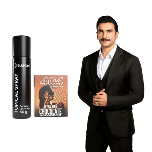 Image of Bold Care EXTEND Spray 50g + 404 Chocolate Condoms (3-Pack) Combo for Men